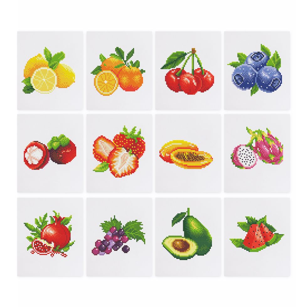 12 Mini Diamond Paintings - Fruktset