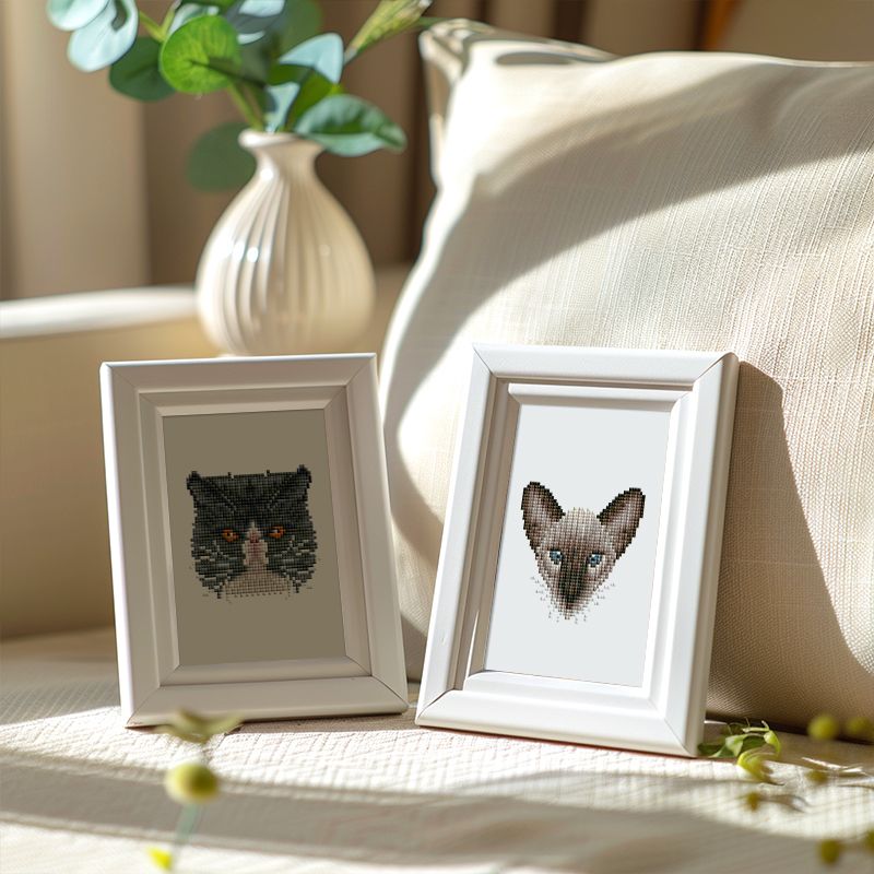 4 Mini Diamond Paintings - Kattenset