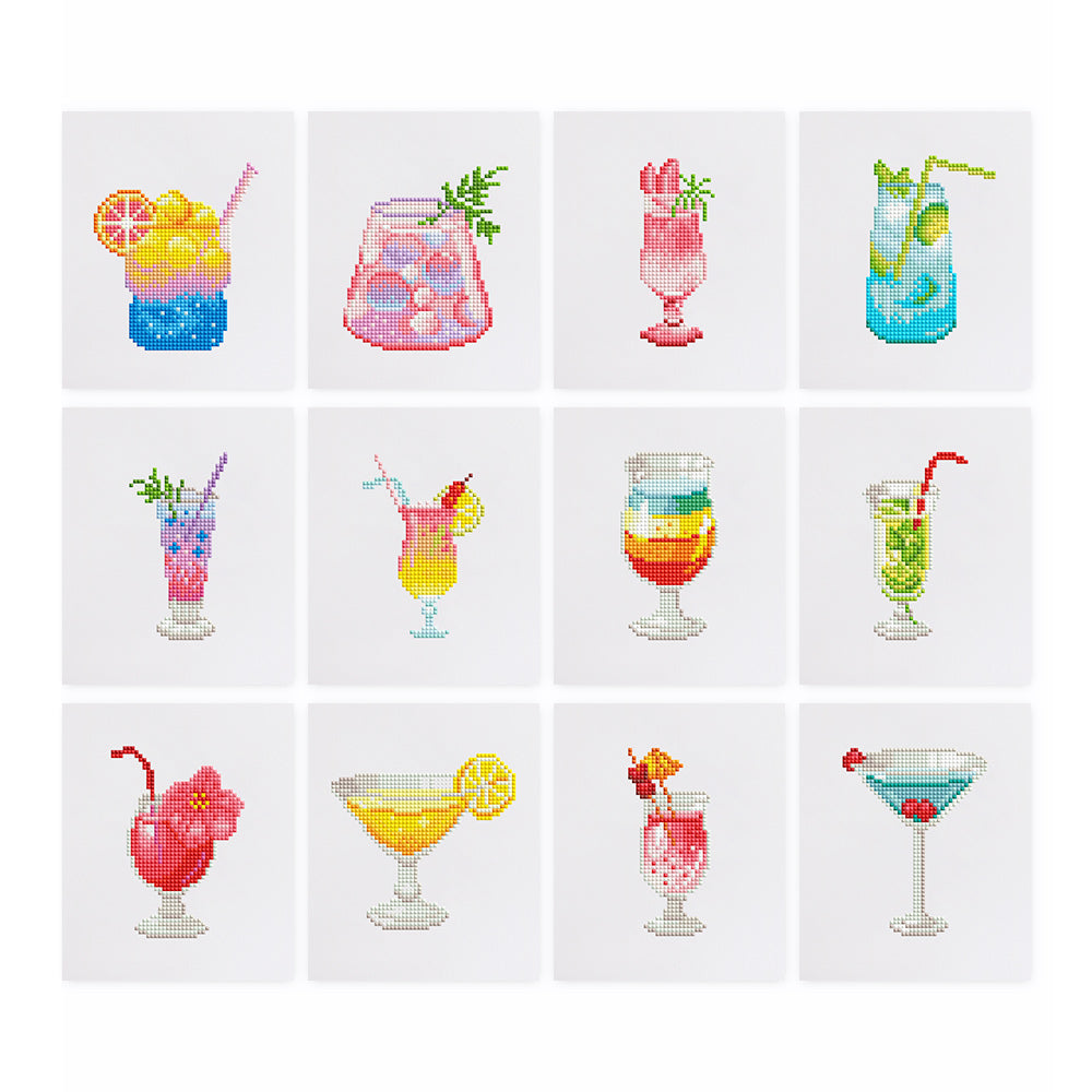 12 Mini Diamond Paintings - Cocktails