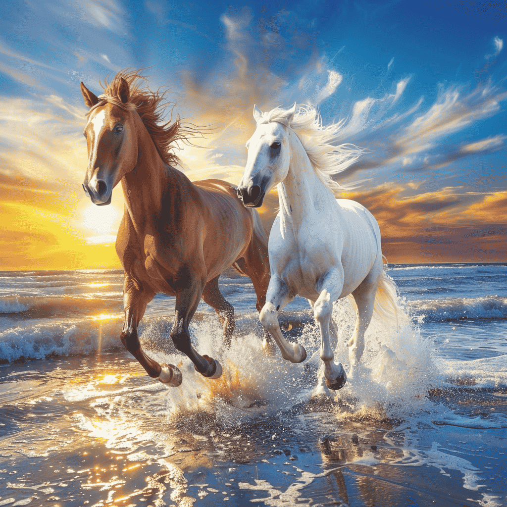 2 Hästar på stranden