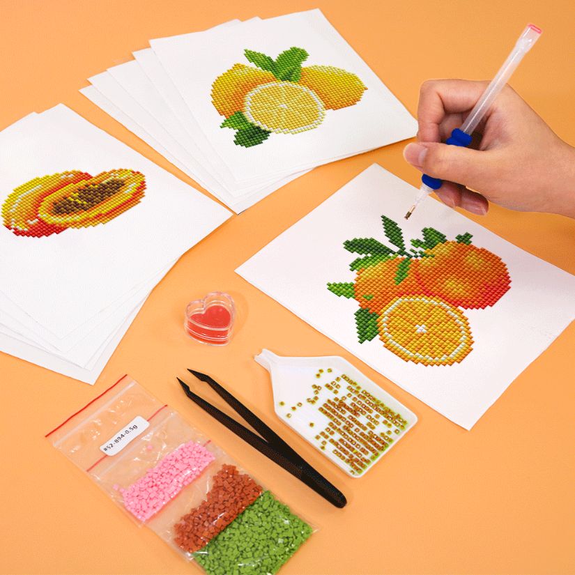 12 Mini Diamond Paintings - Fruktset