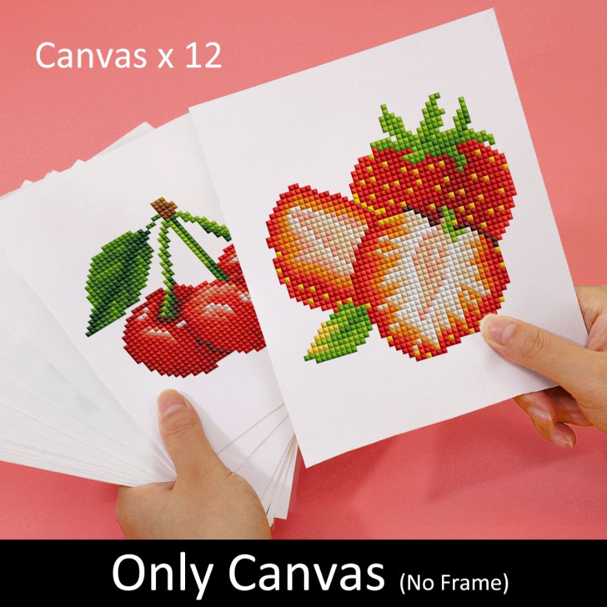 12 Mini Diamond Paintings - Fruktset