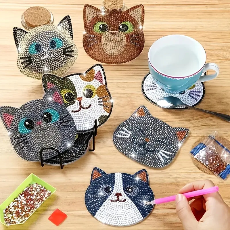 Diamond Painting Katt-underlägg | 8 st
