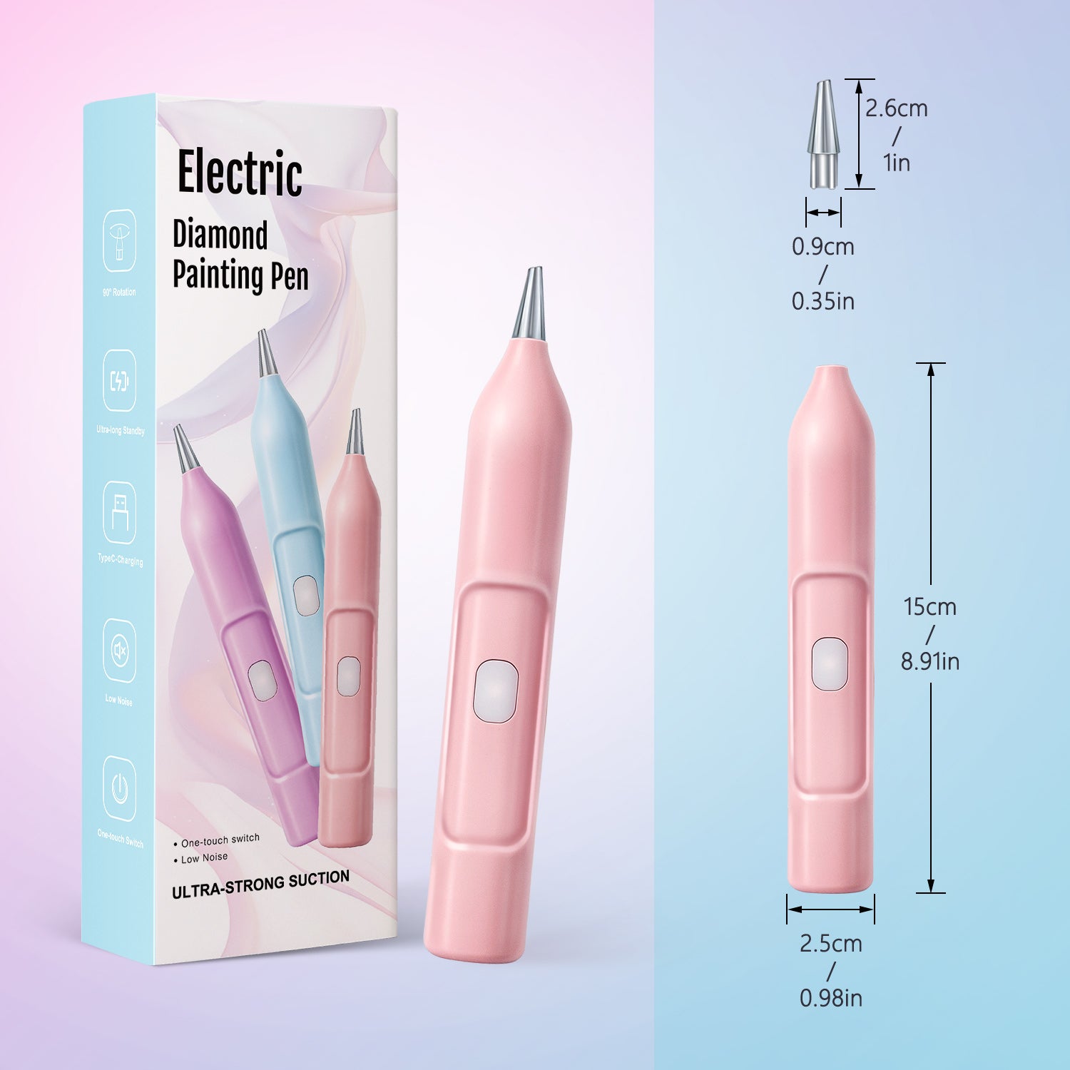 Elektrisk Diamond Painting-penna – 6 färger