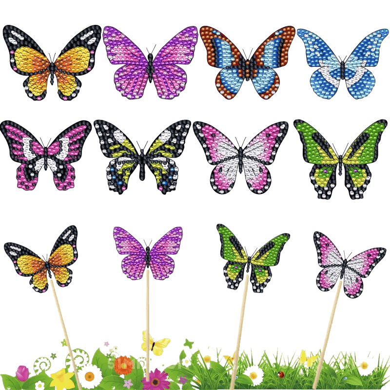 Diamond Painting Blompinnar – Set med 8 fjärilar