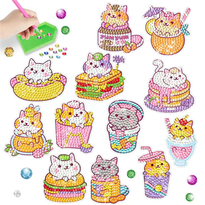 Diamond Painting Stickers – Set med 12 katter
