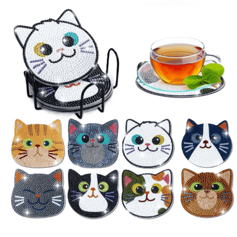 Diamond Painting Katt-underlägg | 8 st