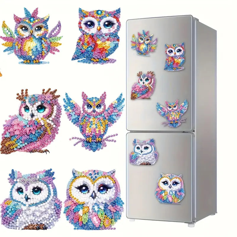 Diamond Painting Magneter – Set med 6 ugglor