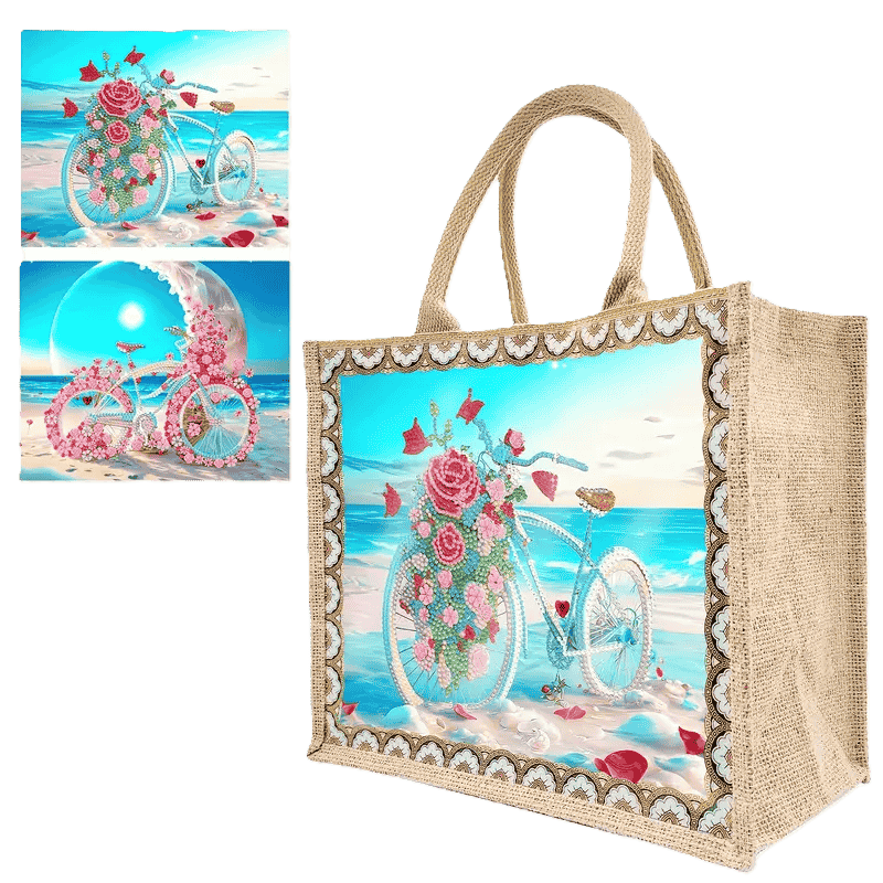 Diamond Painting - väska – Cykel på stranden