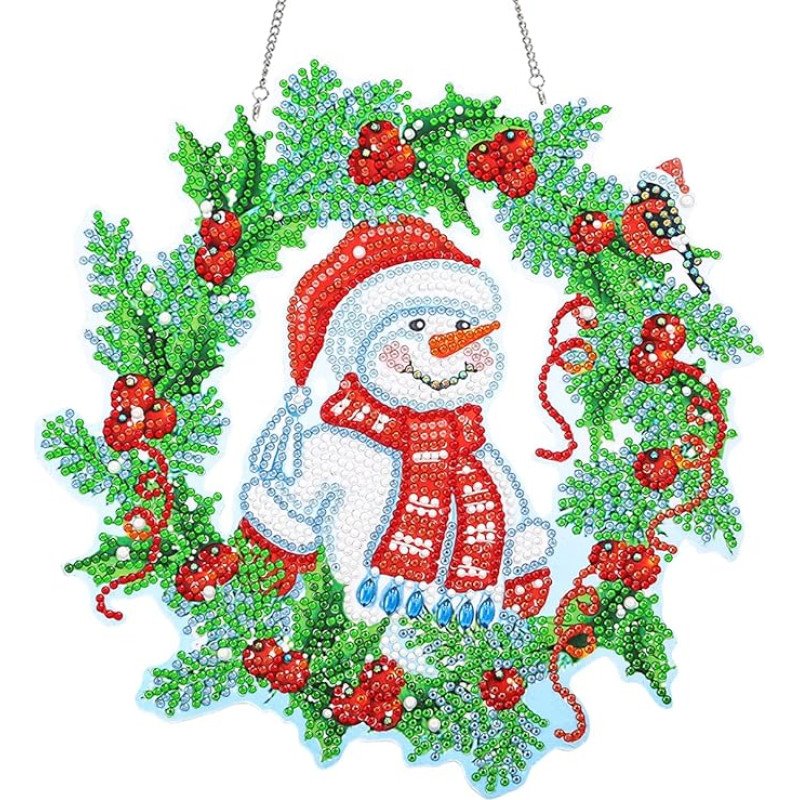 Diamond Painting Julkrans – Snögubbe