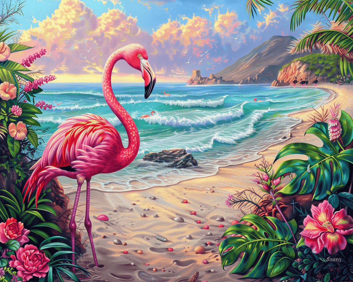 Flamingo på stranden