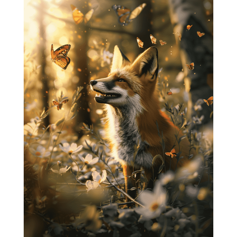 Diamond painting - Räven och fjärilen
