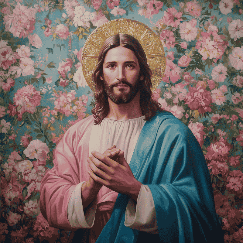 Jesus med blommor