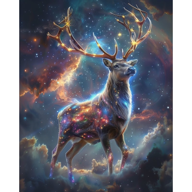 Diamond painting - Majestätisk hjort bland molnen