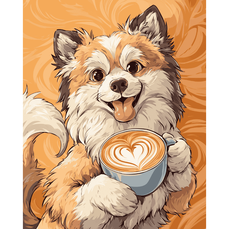 Söt hund med kaffe