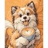 Söt hund med kaffe