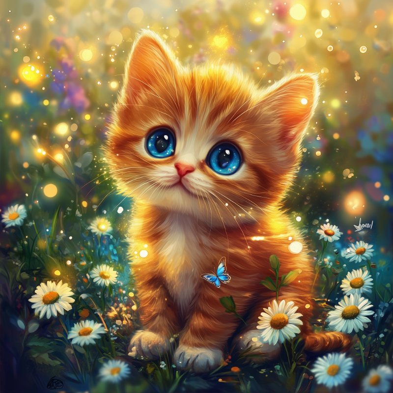 Kattunge i magiskt fält