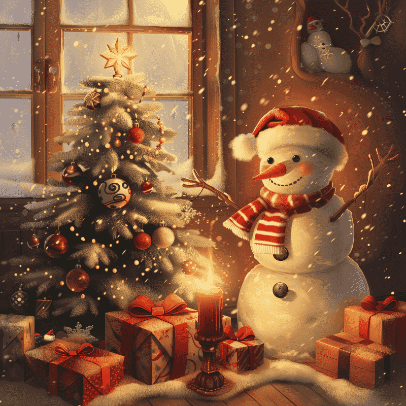 Snögubben och hans presenter-Diamond Painting
