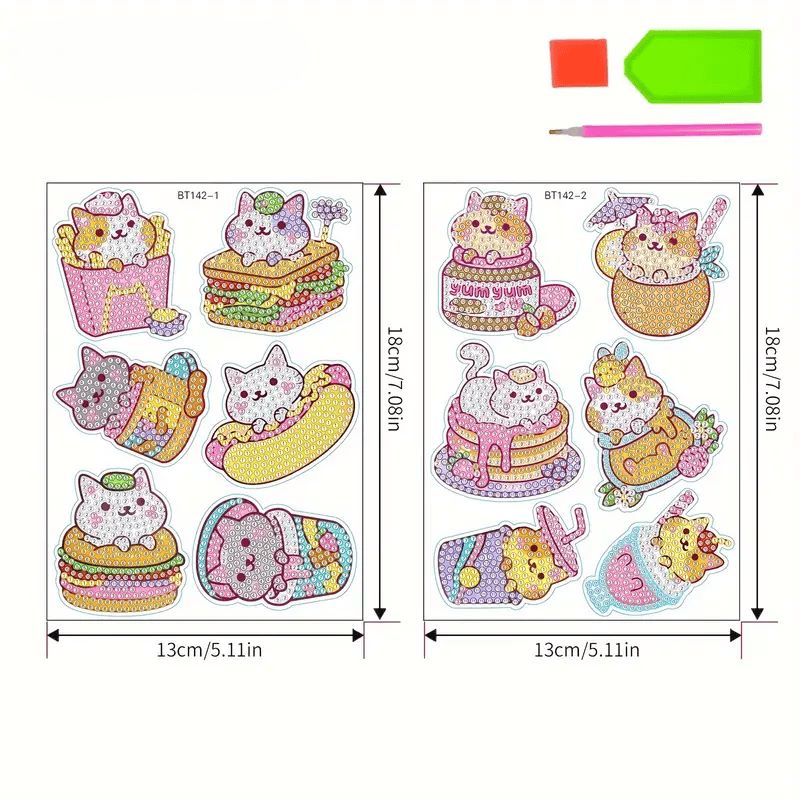 Diamond Painting Stickers – Set med 12 katter