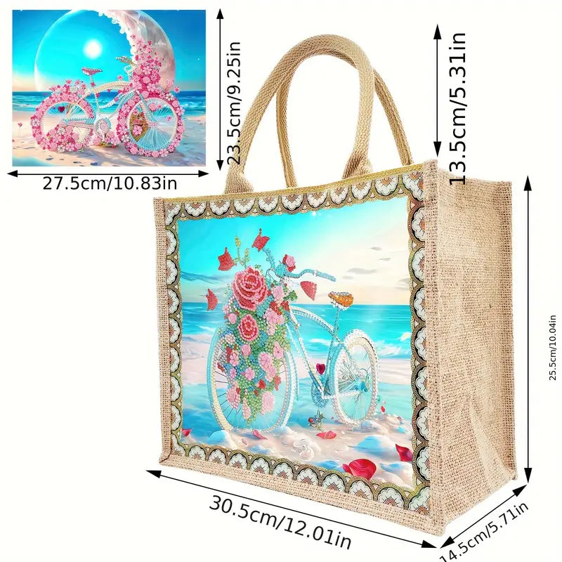 Diamond Painting - väska – Cykel på stranden