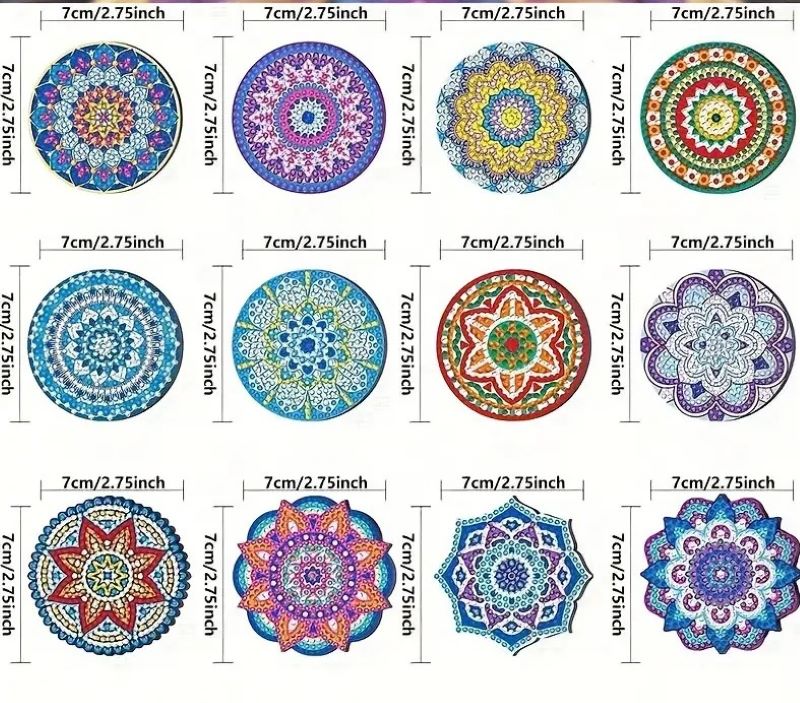 Diamond Painting Magneter – Set med 12 mandalor