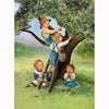 Barn plockar äpplen