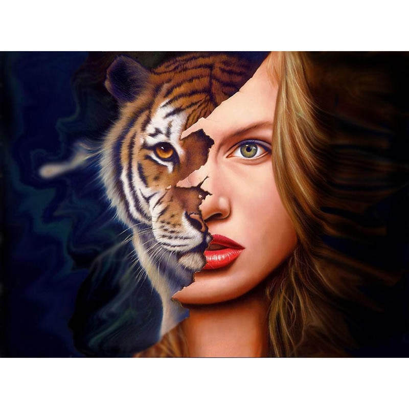 Kvinna Tiger Face